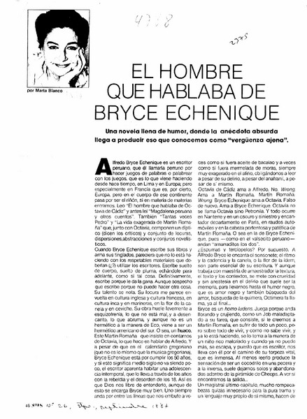 El hombre que hablaba de Bryce Echenique  [artículo] Marta Blanco.