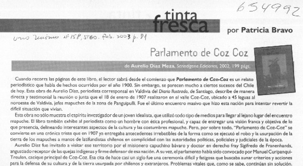 Tinta fresca  [artículo] Patricia Bravo