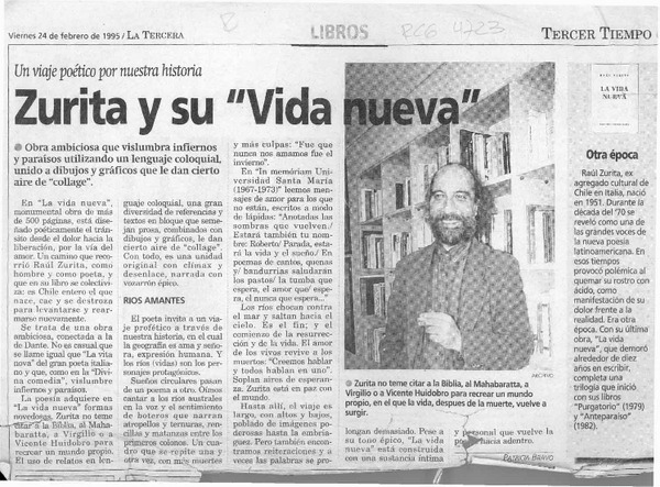 Zurita y su "Vida nueva"  [artículo] Patricia Bravo.