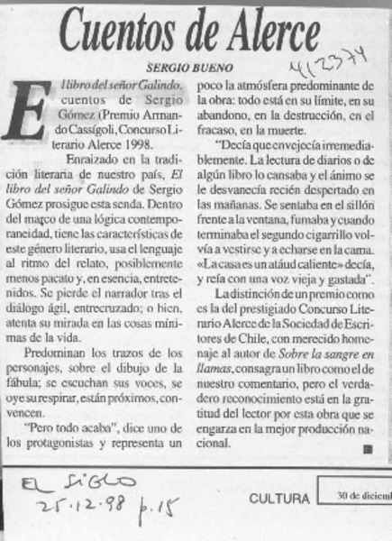 Cuentos de alerce  [artículo] Sergio Bueno