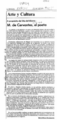 M. de Cervantes, el poeta  [artículo] María Eliana Bustamante.