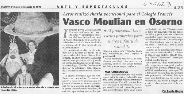 Vasco Moulian en Osorno  [artículo] Loreto Bustos