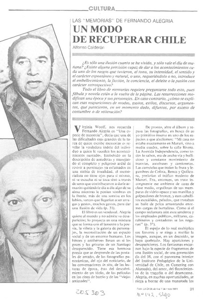 Un modo de recuperar Chile