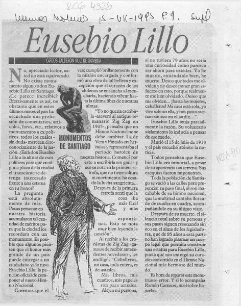 Eusebio Lillo  [artículo] Carlos Calderón Ruiz de Gamboa.