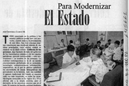 Para modernizar el Estado  [artículo] Cristóbal Camino M.