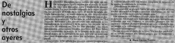 De nostalgias y otros ayeres