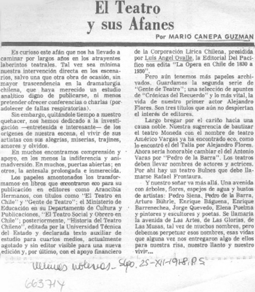 El teatro y sus afanes