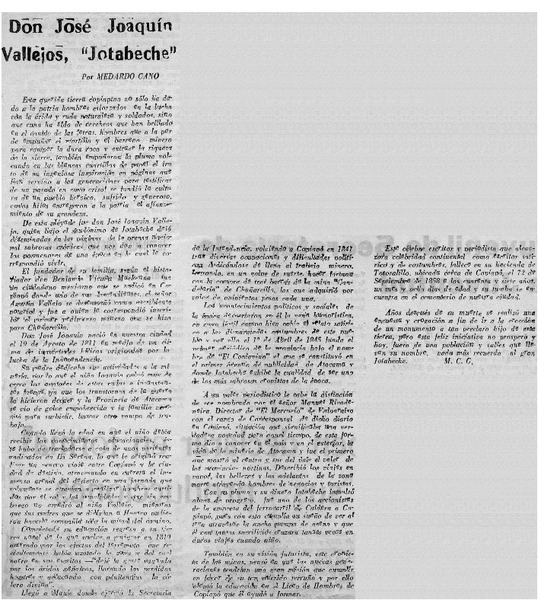 Don José Joaquín Vallejos, "Jotabeche"