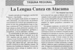 La lengua cunza en Atacama  [artículo] Medardo Cano Godoy.