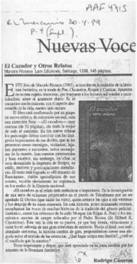 El cazador y otros relatos  [artículo] Rodrigo Cánovas.