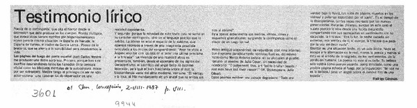 Testimonio lírico  [artículo] Rodrigo Cánovas.