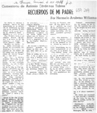 Recuerdos de mi padre : [comentario] [artículo] Antonio Cárdenas Tabies.