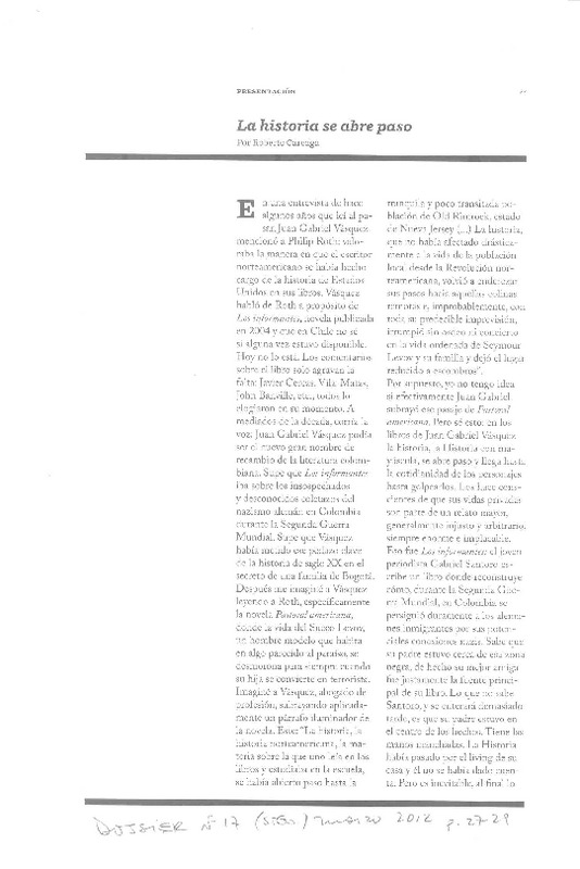 La historia se abre paso  [artículo] Roberto Careaga.
