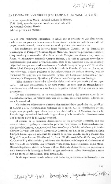 "La familia de don Miguel José Campos y Ceballos, 1774-1859"