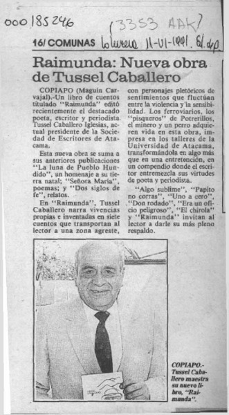 Raimunda, nueva obra de Tussel Caballero  [artículo] Maguín Carvajal.