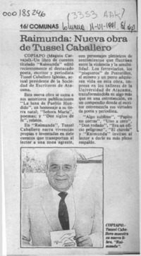 Raimunda, nueva obra de Tussel Caballero  [artículo] Maguín Carvajal.