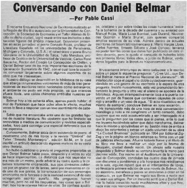 Conversando con Daniel Belmar