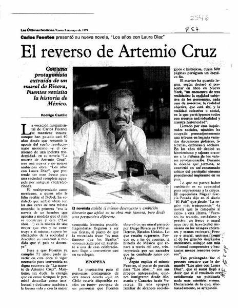 El reverso de Artemio Cruz  [artículo] Rodrigo Castillo.
