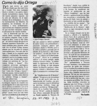 Como lo dijo Ortega