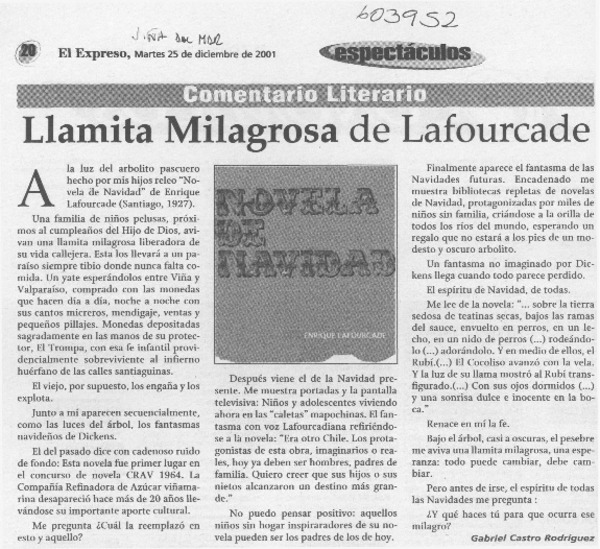 Llamita milagrosa de Lafourcade  [artículo] Gabriel Castro Rodríguez