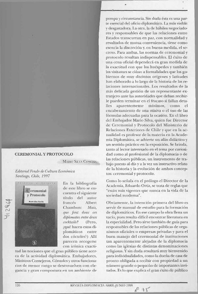 Ceremonial y protocolo  [artículo] José Cayuela