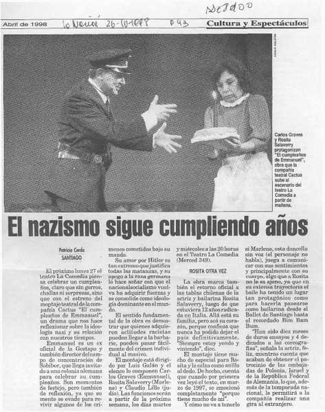 El nazismo sigue cumpliendo años  [artículo] Patricia Cerda.