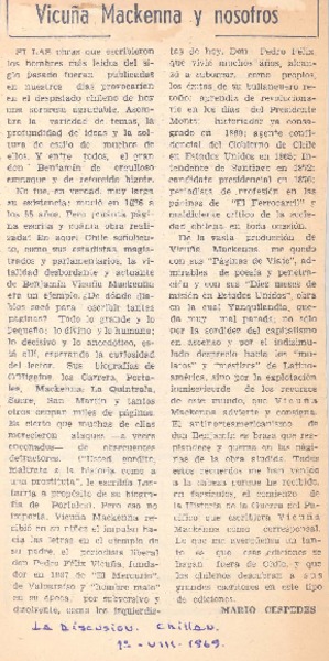 Vicuña Mackenna y nosotros