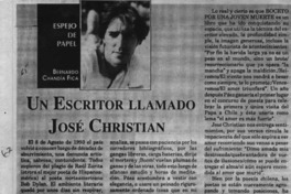 Un escritor llamado José Christian  [artículo] Bernardo Chandía Fica.
