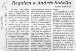 Requiem a Andrés Sabella  [artículo] Gerardo Claps Gallo.
