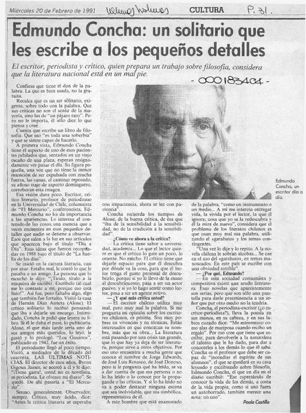 Edmundo Concha, un solitario que le escribe a los pequeños detalles