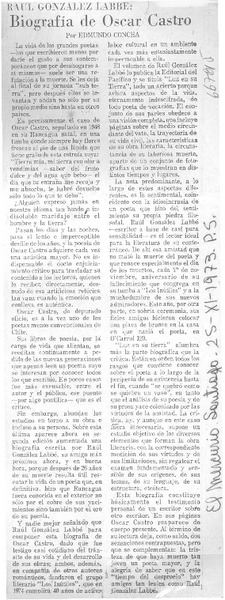 Raúl González Labbé: Biografía de Oscar Castro