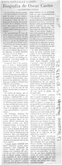 Raúl González Labbé: Biografía de Oscar Castro