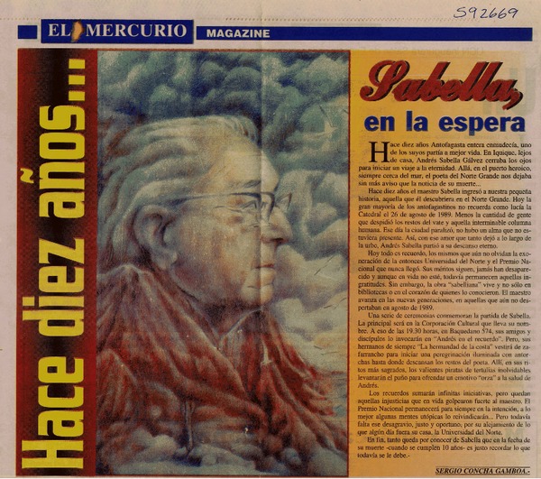 Sabella, en la espera  [artículo] Sergio Concha Gamboa