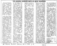Un premio reiente para un gran novelista