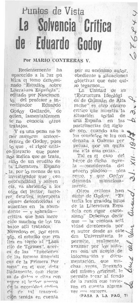 La solvencia crítica de Eduardo Godoy
