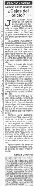 Gajes del oficio?  [artículo] Gonzalo Contreras.