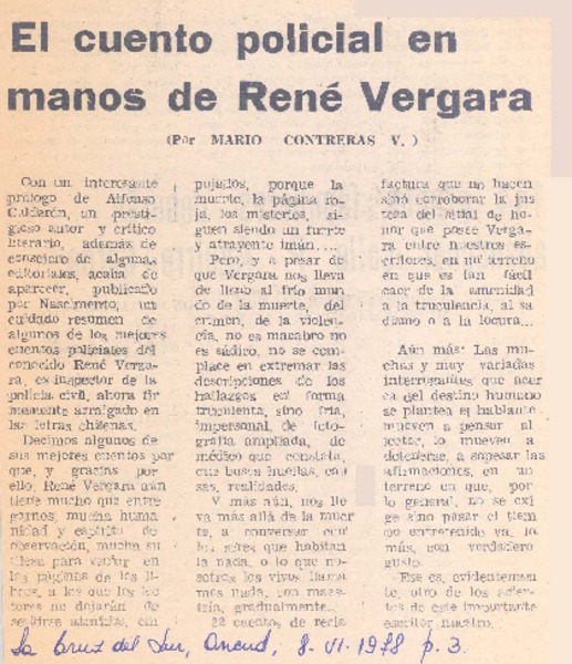 El cuento policial en manos de René Vergara