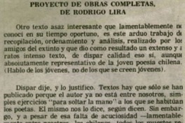 Proyecto de obras completas, de Rodrigo Lira