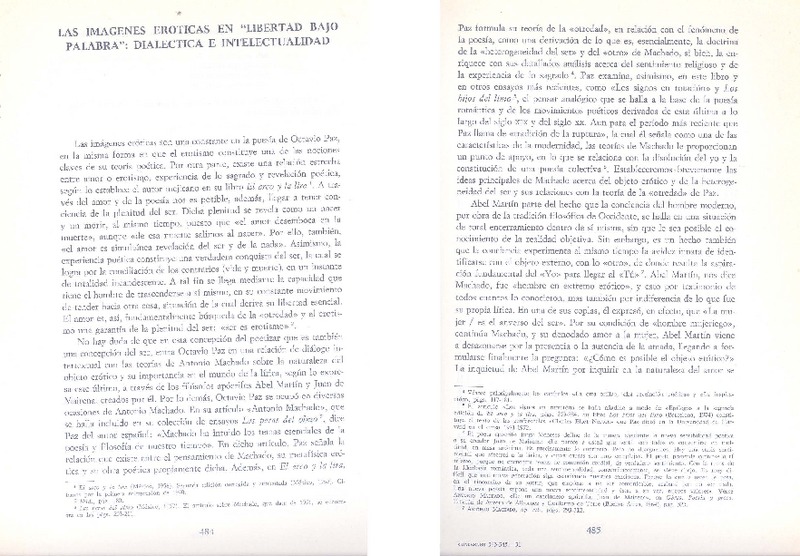 Las imágenes eróticas en "Libertad bajo palabra": dialéctica e intelectualidad  [artículo] Gustavo Correa.
