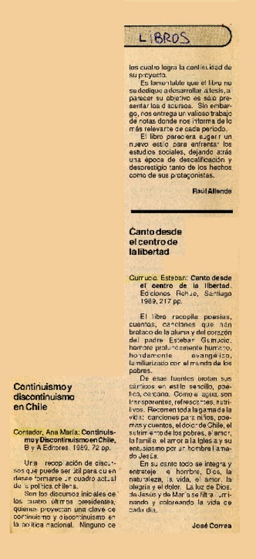 Canto desde el centro de la libertad  [artículo] José Correa.