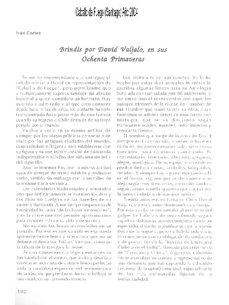 Brindis por David Valjalo, en sus ochenta primaveras