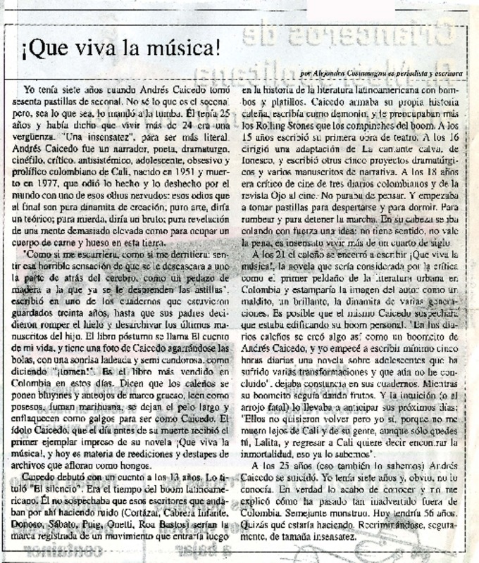Que viva la música!  [artículo] Alejandra Costamagna.