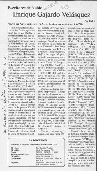 Enrique Gajardo Velásquez  [artículo] C. R. I.