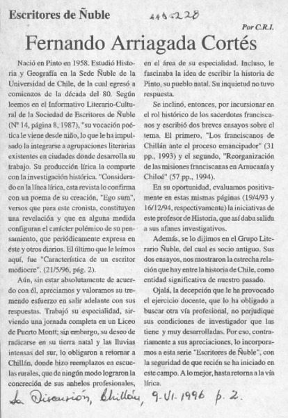 Fernando Arriagada Cortés  [artículo] C. R. I.