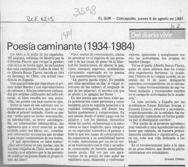 Poesía caminante (1934-1984)  [artículo] Cronos.