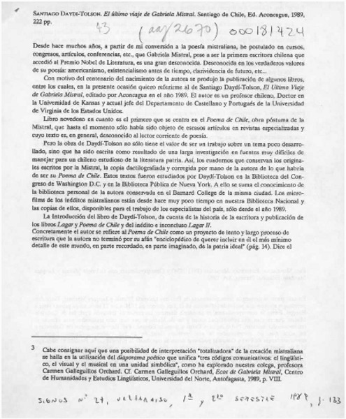 "El último viaje de Gabriela Mistral"  [artículo] Ana María Cuneo.