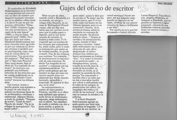 Gajes del oficio de escritor  [artículo] Poli Délano.