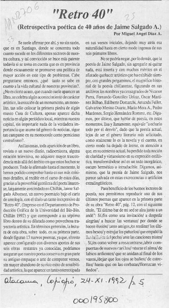 "Retro 40"  [artículo] Miguel Angel Díaz A.