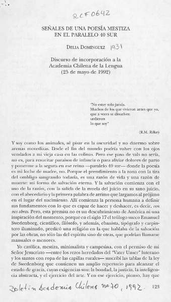 Señales de una poesía mestiza en el paralelo 40 sur  [artículo] Delia Domínguez.