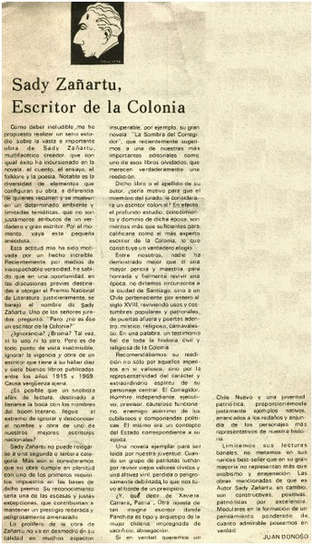 Sady Zañartu, escritor de la Colonia